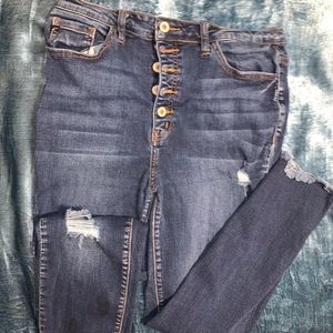 Kancan dark wash denim ripped jeans